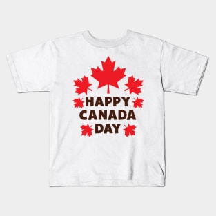Happy Canada Day, Holiday, Maple Leaves, Red Kids T-Shirt